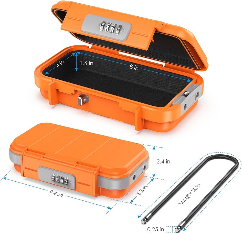 AMIR Portable Combination Lock Box, Security Case Lock Box with Code, Waterproof Anti-Theft Mini Travel Safe Box with Removable Chain, Portable Lock Box for Dorm Beach Hotel - Image 4